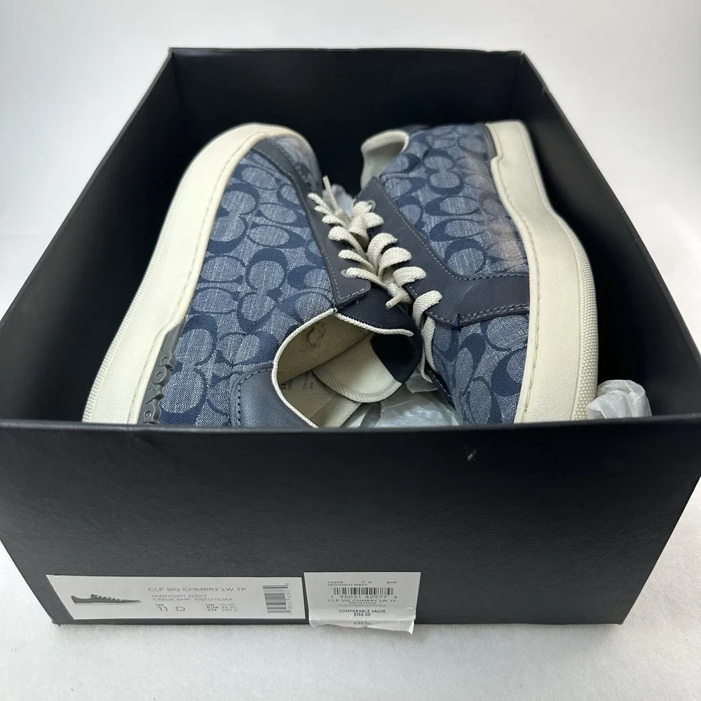 Coach Men's Clip Signature Chambray Low Top Size 11.5D CH087 Color Midnight Navy